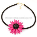 Fashionable Ivory sunflower waxed cord necklace with ramel pendant